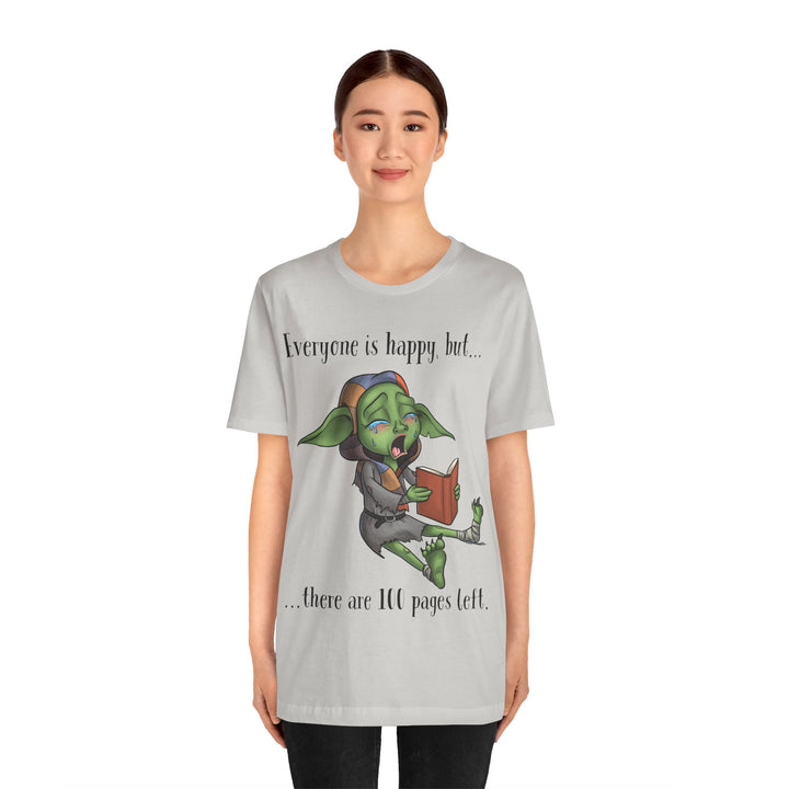 100 Pages Left Book Goblin - Unisex Jersey Short Sleeve Tee